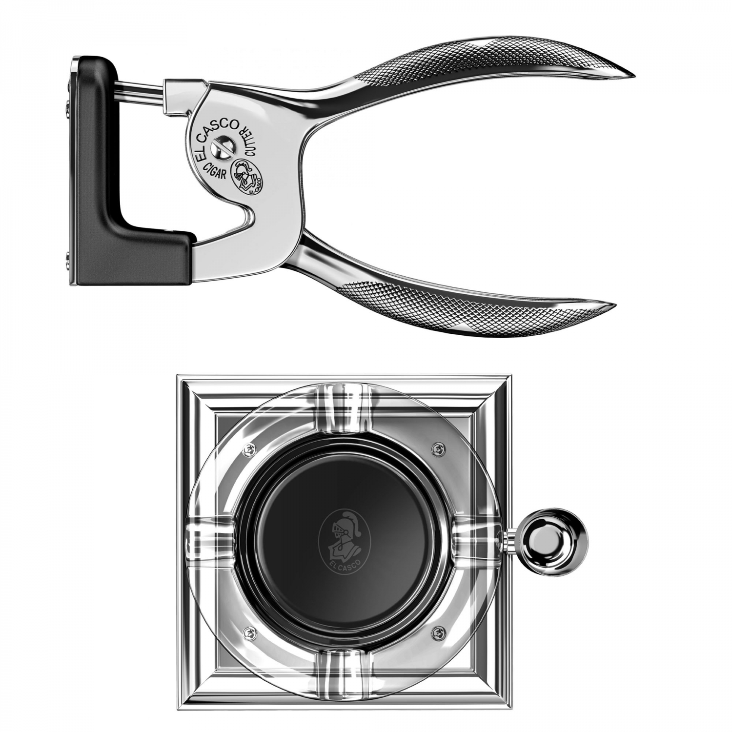 Imagine Produs Taietor Trabuc M-765CN Shiny Chrome & Black + Scrumiere M-760 CT Shiny Chrome