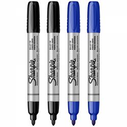 Set 4 markere permanente Sharpie metal Pro (2 negre + 2 albastre)