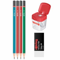 Set 4 creioane standard + Ascutioare + Radiera TIkky 30