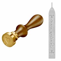 Sigiliu 58 simbol inima + ceara cu fitil argintie