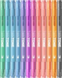 Set 12 markere Twintone pastel + plansa de catifea A4 (diverse modele)