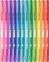 Set 12 markere Twintone rainbow + plansa de catifea A4 (diverse modele)