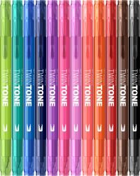 Set 12 markere Twintone brights + plansa de catifea A4 (diverse modele)