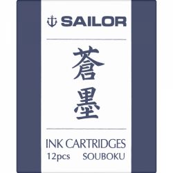 Set 12 Cartuse Standard Size Proprietar Sailor Basic Pigment Souboku Blue Black 