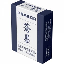 Set 12 Cartuse Standard Size Proprietar Sailor Basic Pigment Souboku Blue Black 