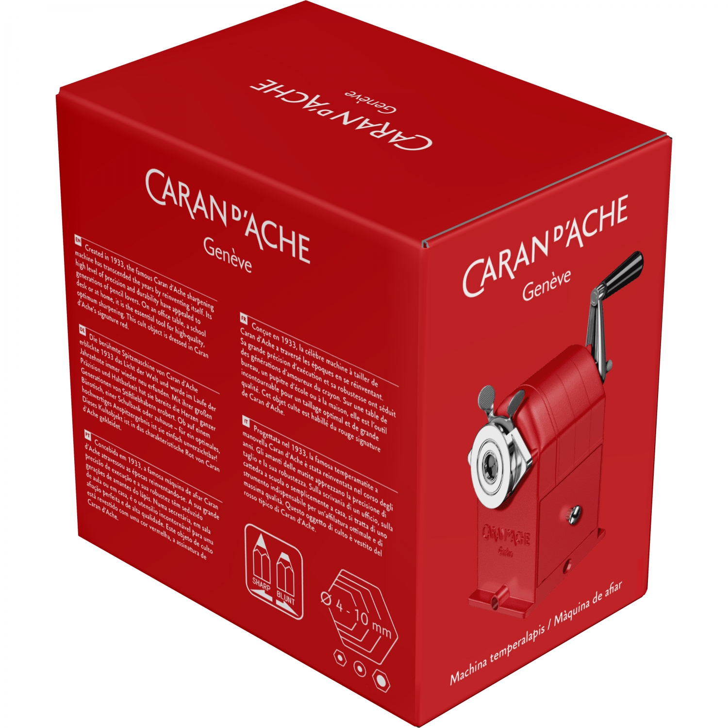 Imagine Produs Ascutitoare cu Cilindru si Manivela Caran dAche Metal Sharpener Red