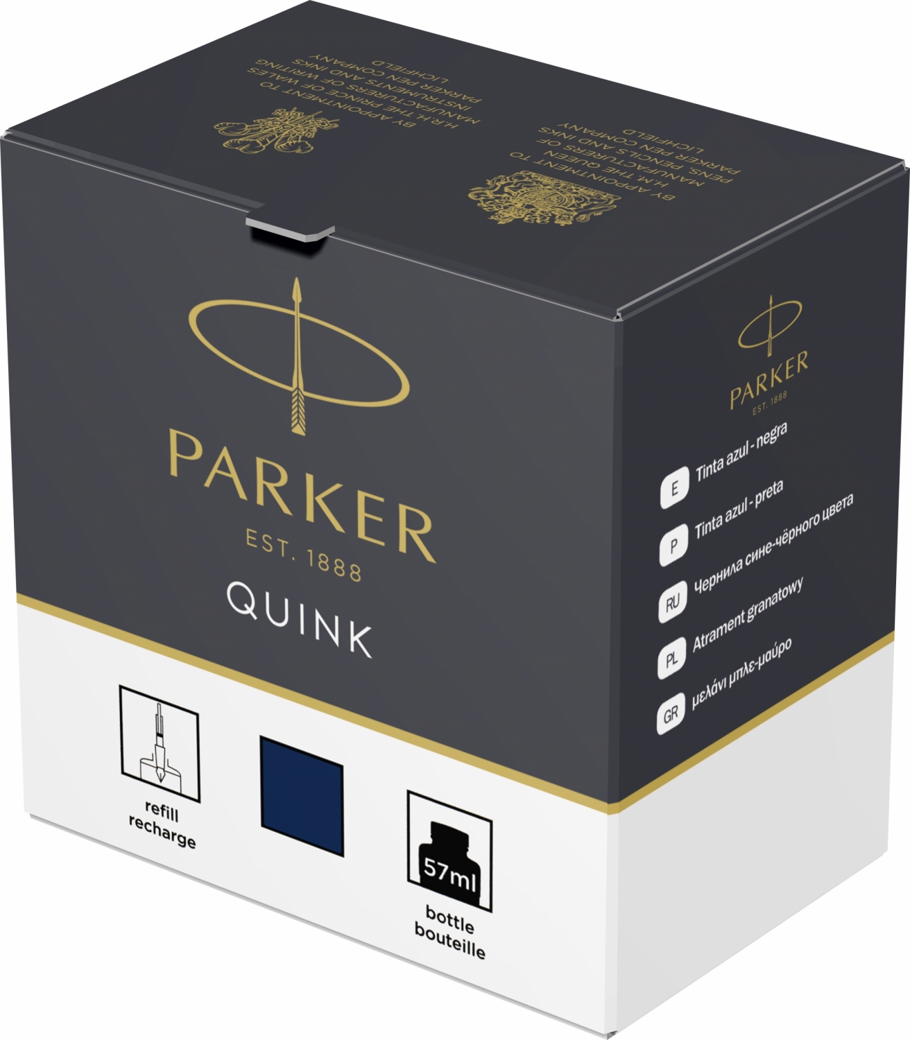 Imagine Produs Stilou 18k Nib Parker Sonnet Royal Blue PDT + Calimara Cerneala 57 ml Quink Blue - Black