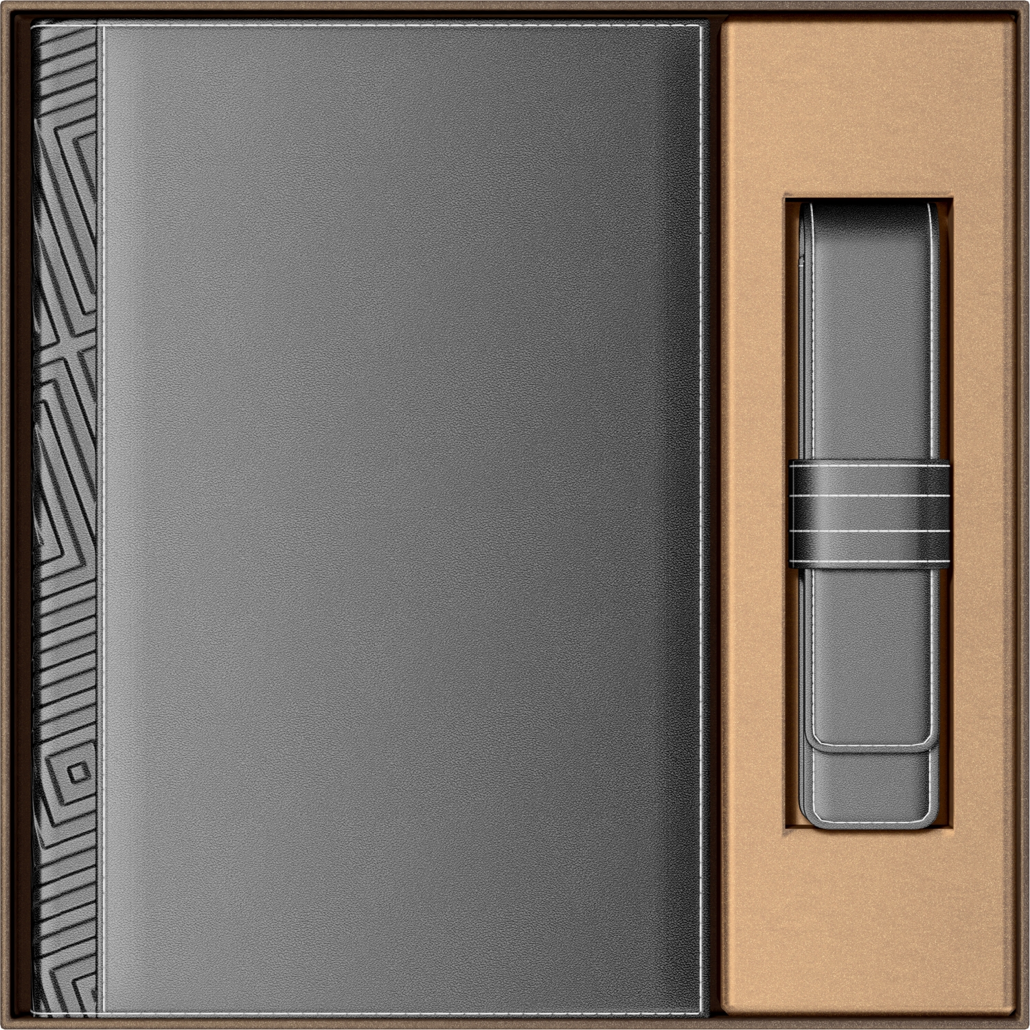 Imagine Produs Set Agenda Piele B5 + Pouch Pen Princ Leather Business 885 Gray Lined - 170 pagini 80 g mp