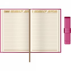 Set Agenda Piele B5 + Pouch Pen Princ Leather Business 885 Fucsia Lined - 170 pagini 80 g/mp