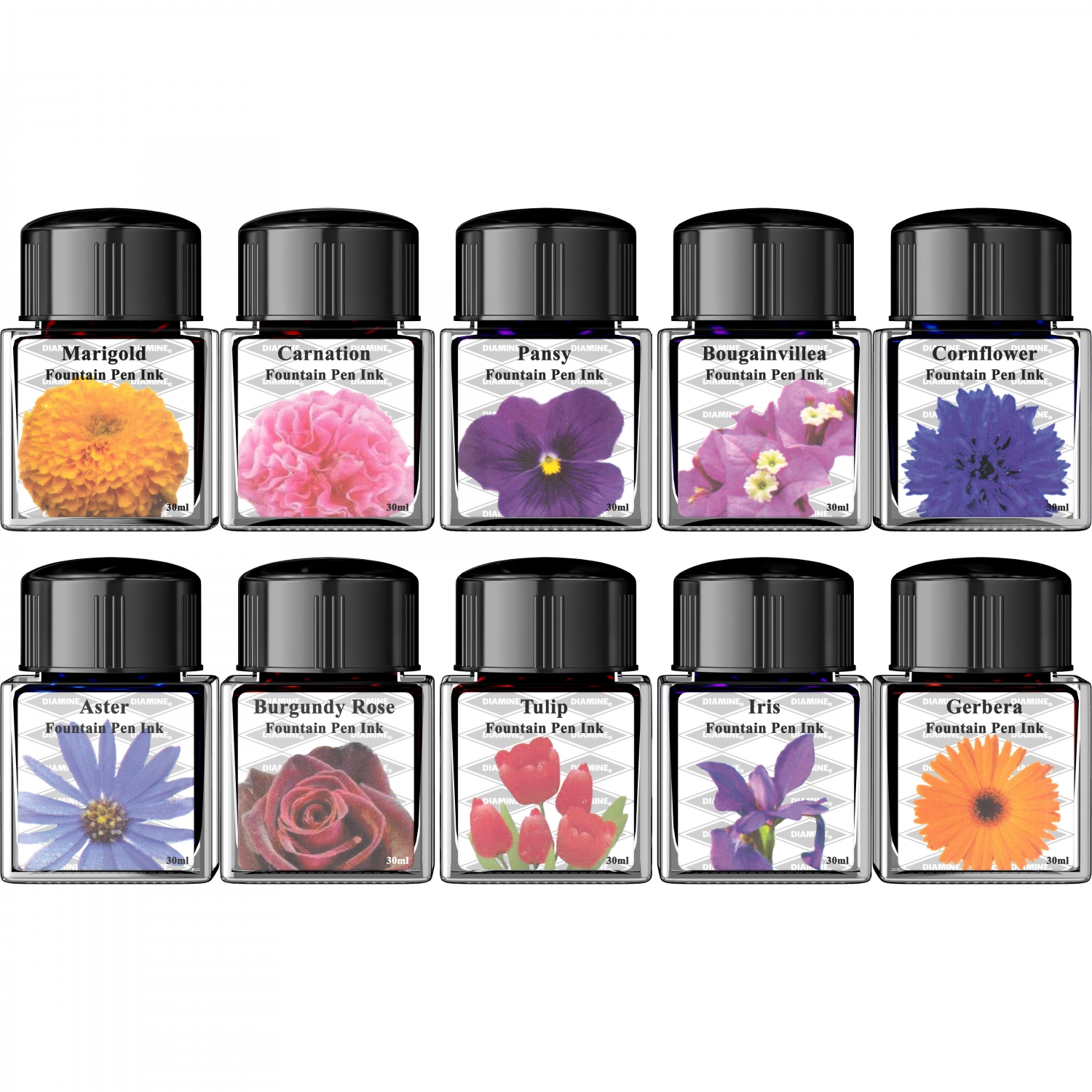 Imagine Produs Set 10 Calimara Cerneala 30 ml Diamine Flower Collection