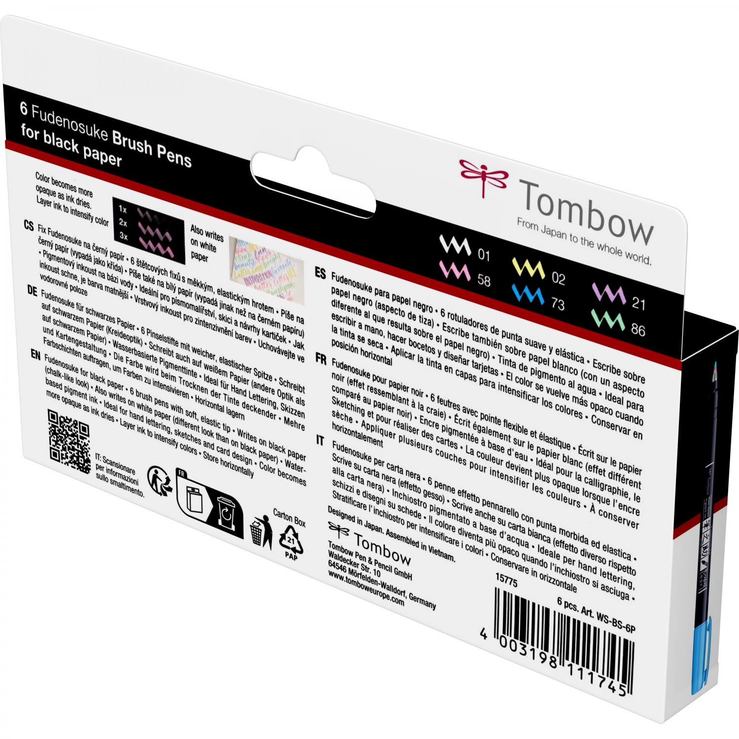 Imagine Produs Set 6 Marker Caligrafic Hard Small Writing Tombow Fudenosuke Pastel Colors