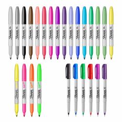 Set 26 Markere Permanente Bullet Sharpie Fine Point Combo Assorted Colors Wolf