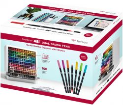 Set 108 Marker Dual Brush Watercoloring Tombow ABT Desk Set Organiser