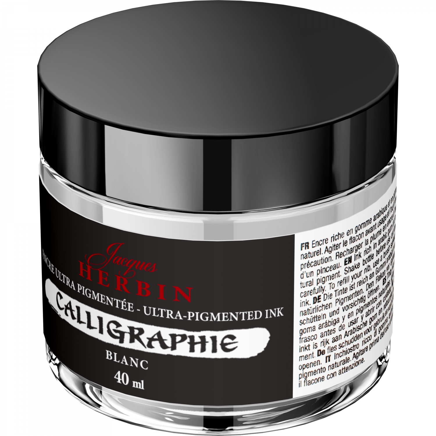 Imagine Produs Calimara Cerneala 40 ml Jacques Herbin Fine Arts Calligraphy Pigmented Blanc