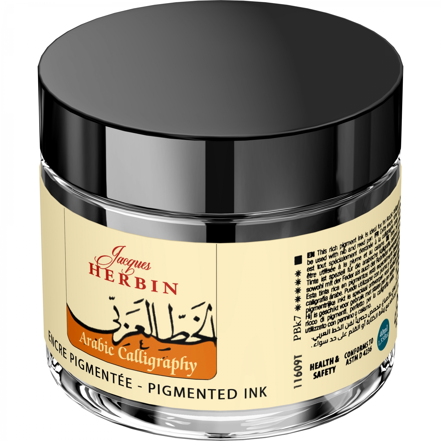 Imagine Produs Calimara Cerneala 40 ml Jacques Herbin Fine Arts Calligraphy Pigmented Arabe Noir