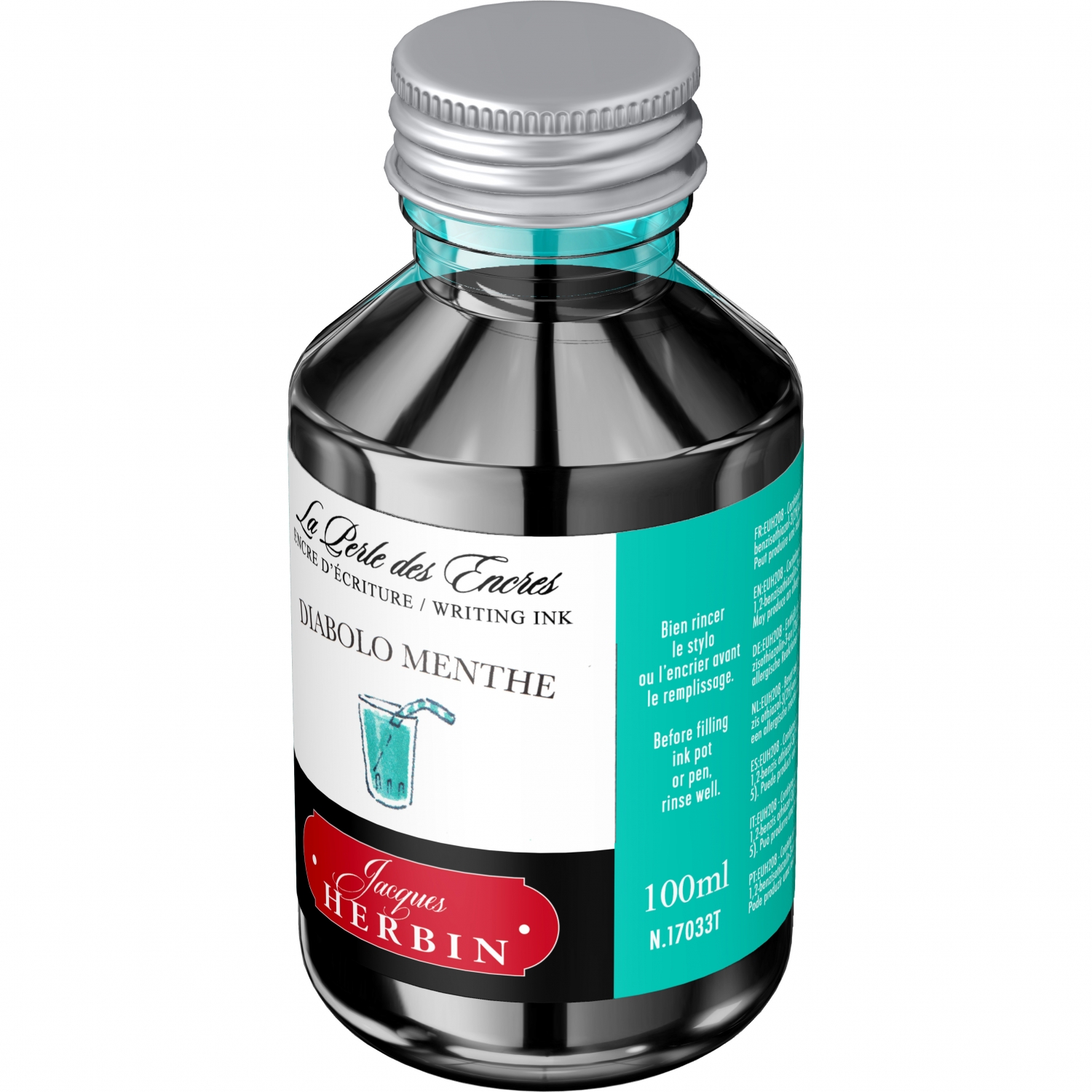 Imagine Produs Calimara Cerneala 100 ml Jacques Herbin Writing The Pearl of Inks Diabolo Menthe