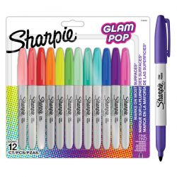 Set 12 Markere Permanente Bullet Sharpie Fine Point Glam Pop Assorted Colors