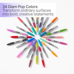 Set 34 Markere Permanente Bullet Sharpie Fine Point Glam Pop Assorted Colors