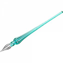 Toc Caligrafic de Sticla 18 cm Jacques Herbin Round Glass Pen Turquoise