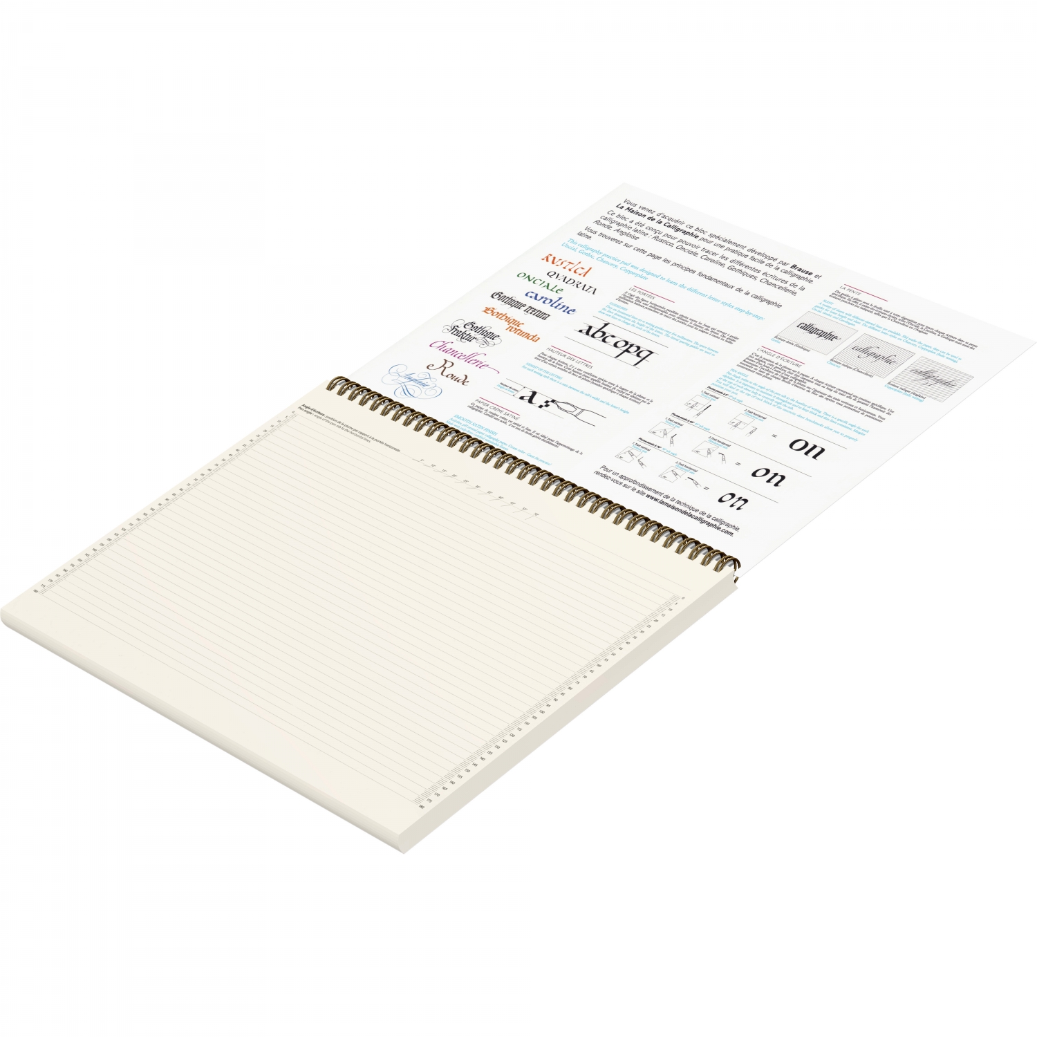 Imagine Produs Bloc de Practica pentru Caligrafie cu spirala 297 x 231 mm Brause Beginner - Cream Lined 5 mm - 50 foi 90 g mp