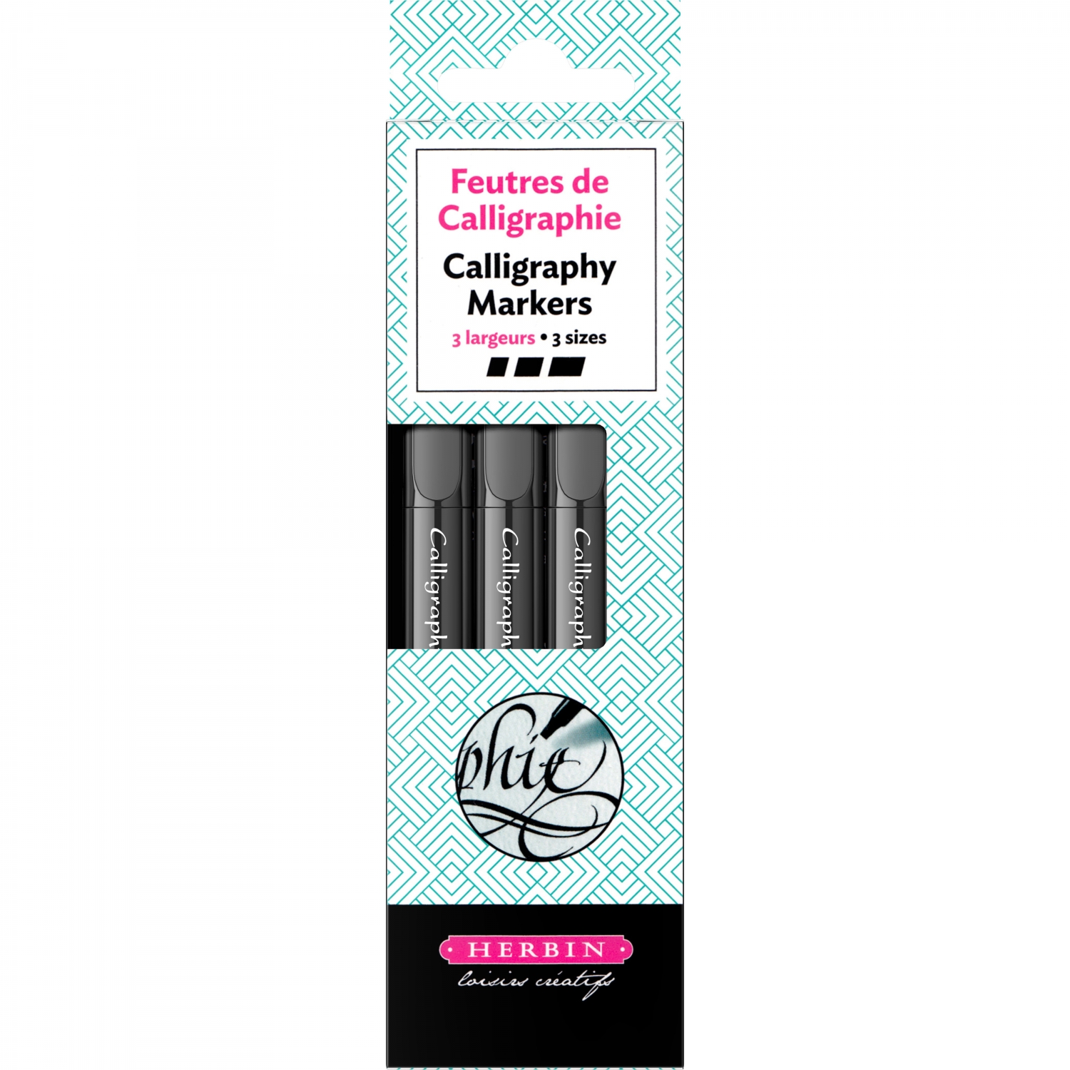 Imagine Produs Set 3 Marker Caligrafic Jacques Herbin - M-2.5 B-3-6 XB-4.8 Black