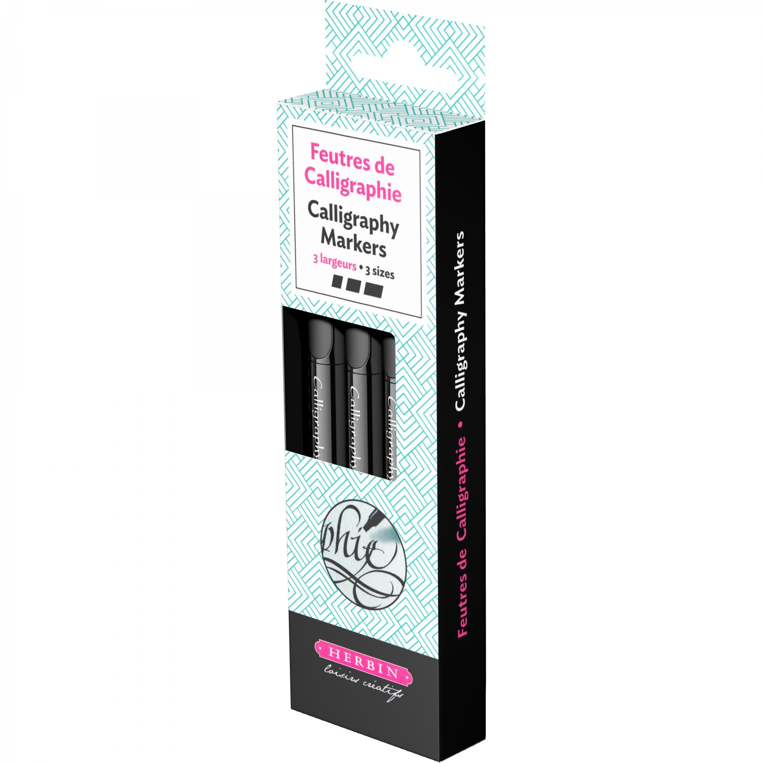 Imagine Produs Set 3 Marker Caligrafic Jacques Herbin - M-2.5 B-3-6 XB-4.8 Black