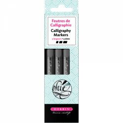 Set 3 Marker Caligrafic Jacques Herbin - M-2.5 B-3-6 XB-4.8 Black