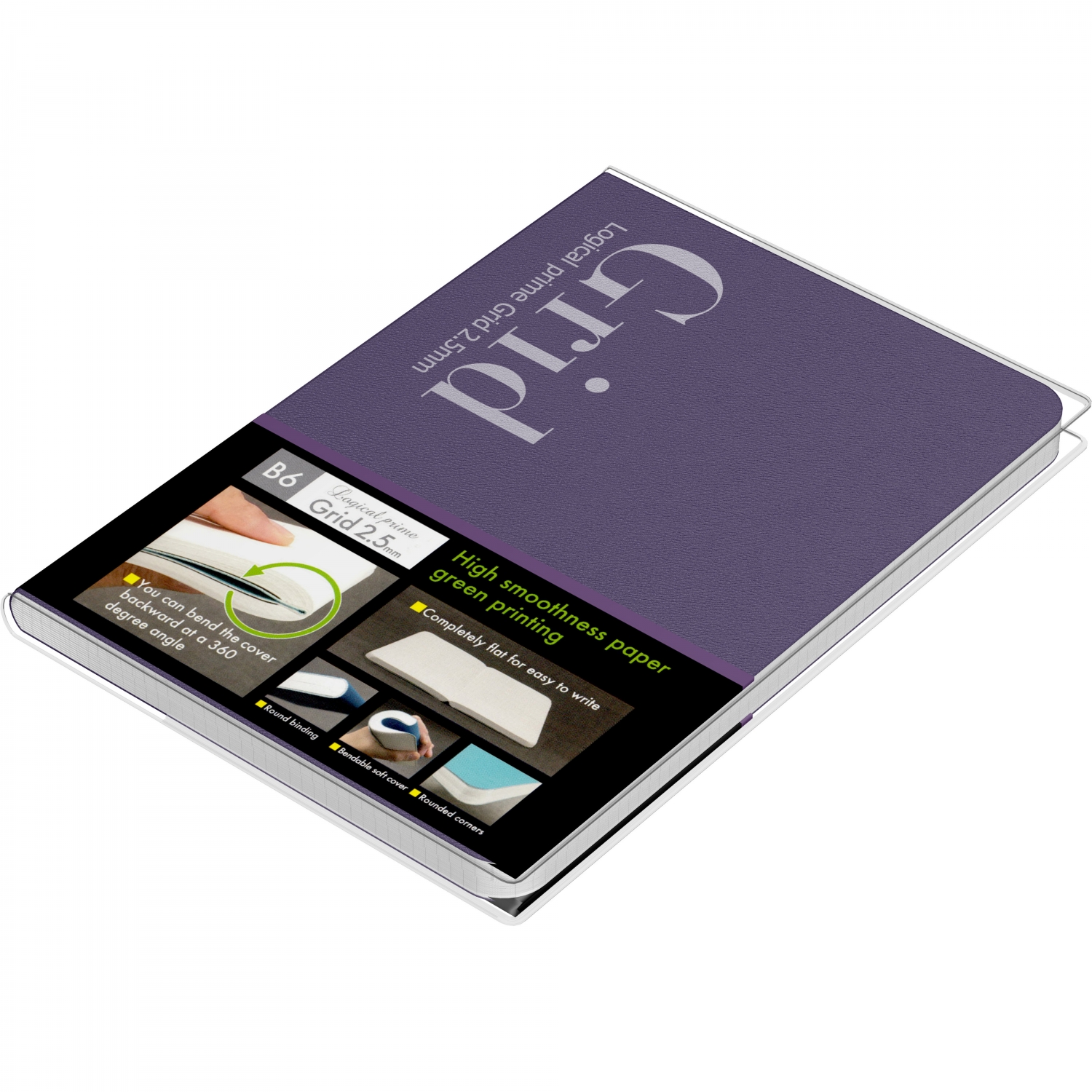 Imagine Produs Caiet B6 Nakabayashi Logical Prime Grid HSP Dark Purple - Ivory Grid 2.5 mm - 240 pagini 75 g mp - NB601-13