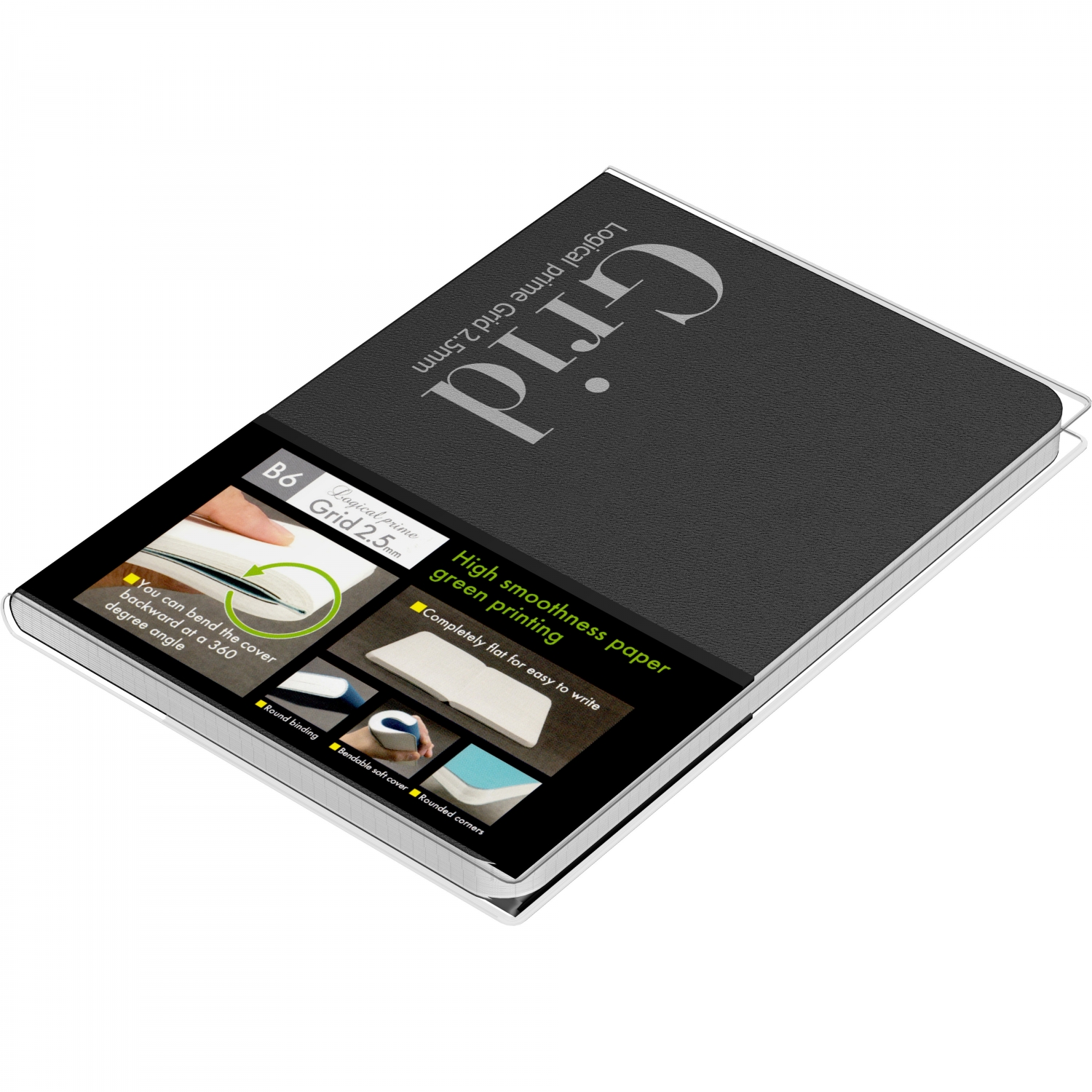 Imagine Produs Caiet B6 Nakabayashi Logical Prime Grid HSP Black - Ivory Grid 2.5 mm - 240 pagini 75 g mp - NB601-14