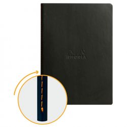 Caiet A5 Rhodia Rhodiarama Sewn Spine Black - Ivory Lined 7 mm - 64 pagini 90 g/mp - 116402C