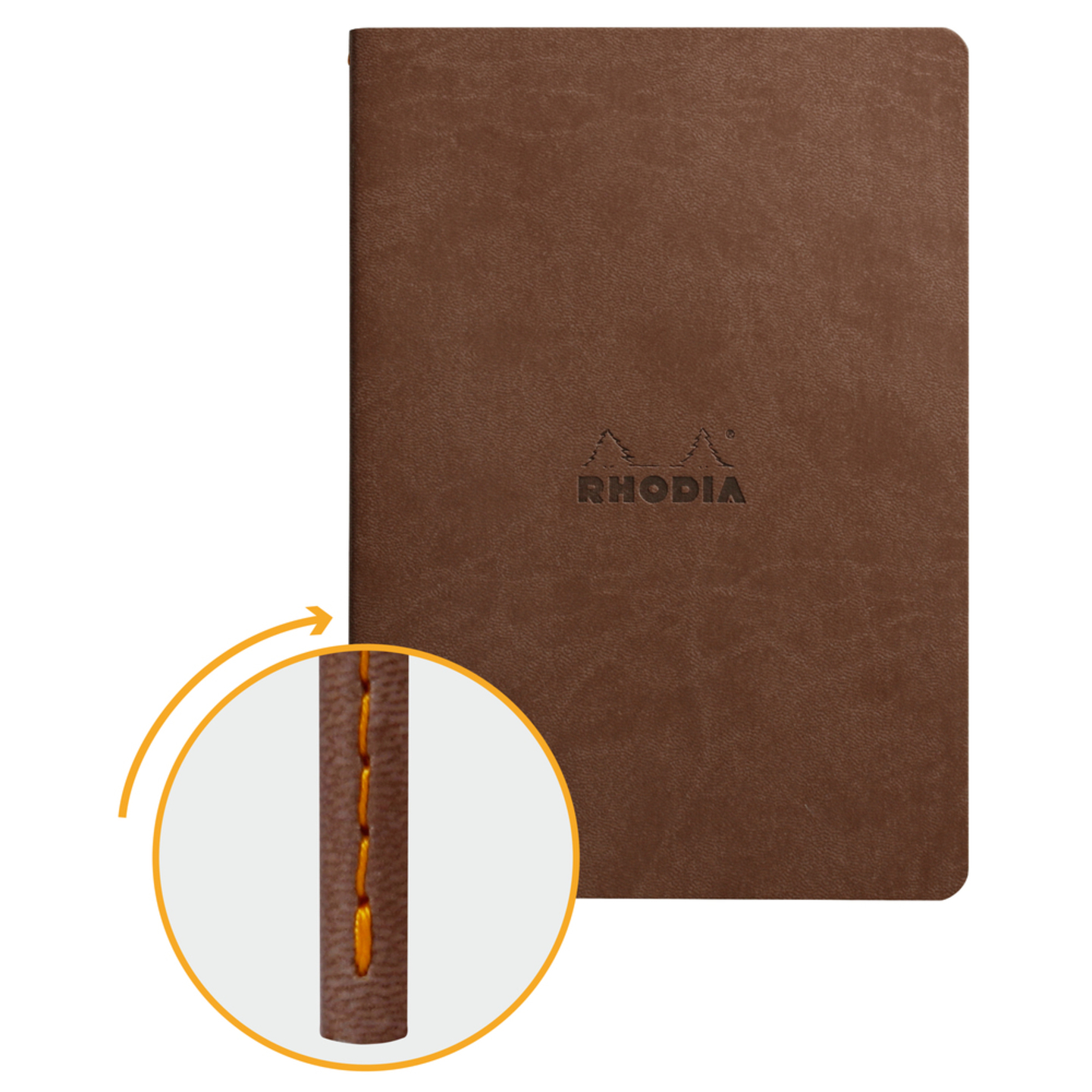 Imagine Produs Caiet A5 Rhodia Rhodiarama Sewn Spine Chocolate - Ivory Lined 7 mm - 64 pagini 90 g mp - 116403C