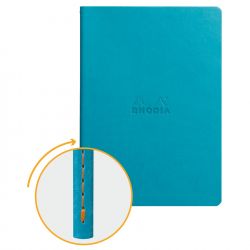 Caiet A5 Rhodia Rhodiarama Sewn Spine Turquoise Blue - Ivory Lined 7 mm - 64 pagini 90 g/mp - 116407C