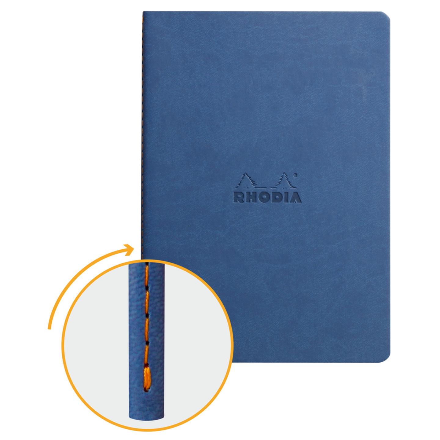 Imagine Produs Caiet A5 Rhodia Rhodiarama Sewn Spine Sapphire Blue - Ivory Lined 7 mm - 64 pagini 90 g mp - 116408C