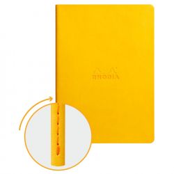 Caiet A5 Rhodia Rhodiarama Sewn Spine Daffodil Yellow - Ivory Lined 7 mm - 64 pagini 90 g/mp - 116416C