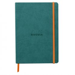 Caiet A5 Rhodia Rhodiarama Softcover Peacock - Ivory Lined 7 mm - 160 pagini 90 g/mp - 117376C