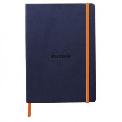 Caiet A5 Rhodia Rhodiarama Softcover Midnight - Ivory Lined 7 mm - 160 pagini 90 g/mp - 117378C