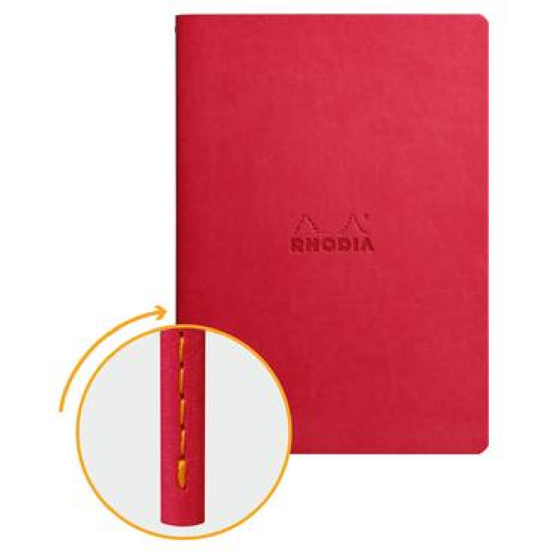 Imagine Produs Caiet A5 Rhodia Rhodiarama Sewn Spine Raspberry - Ivory Lined 7 mm - 64 pagini 90 g mp - 116412C
