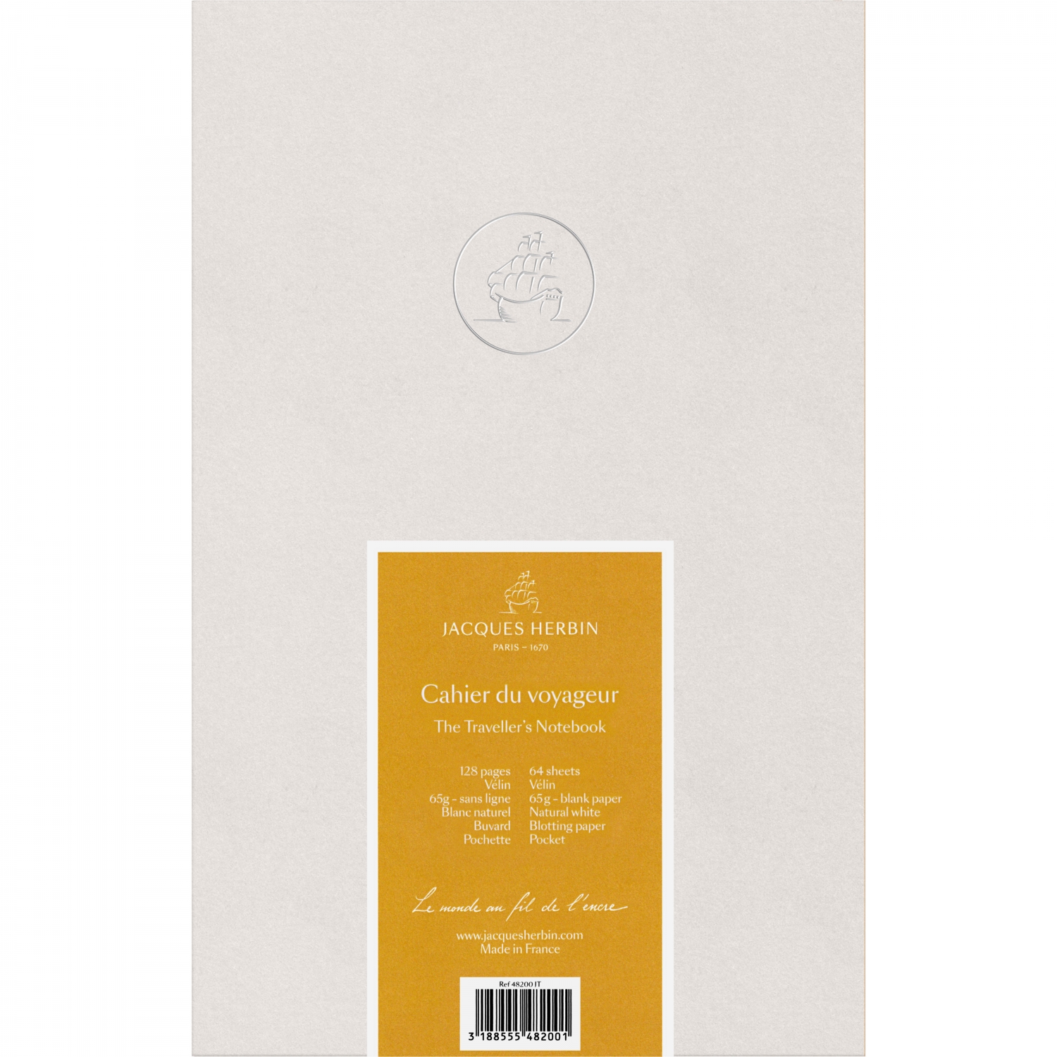 Imagine Produs Caietul Calatorului A5 Jacques Herbin Notebook - White Plain - 128 pagini 65 g mp - 48200JT