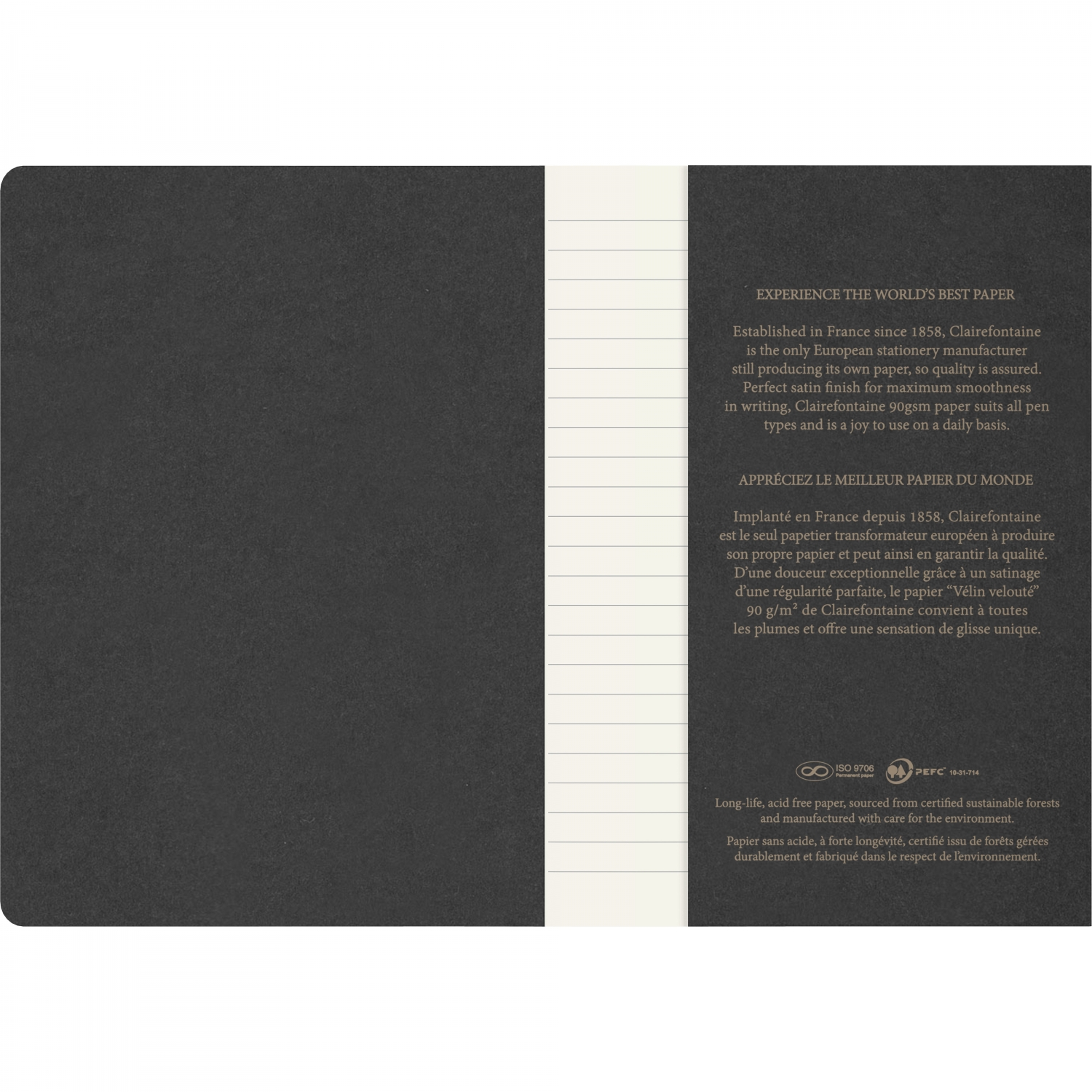 Imagine Produs Caiet A5 Clairefontaine Flying Spirit Black - Ivory Lined 8 mm - 96 pagini 90 g mp