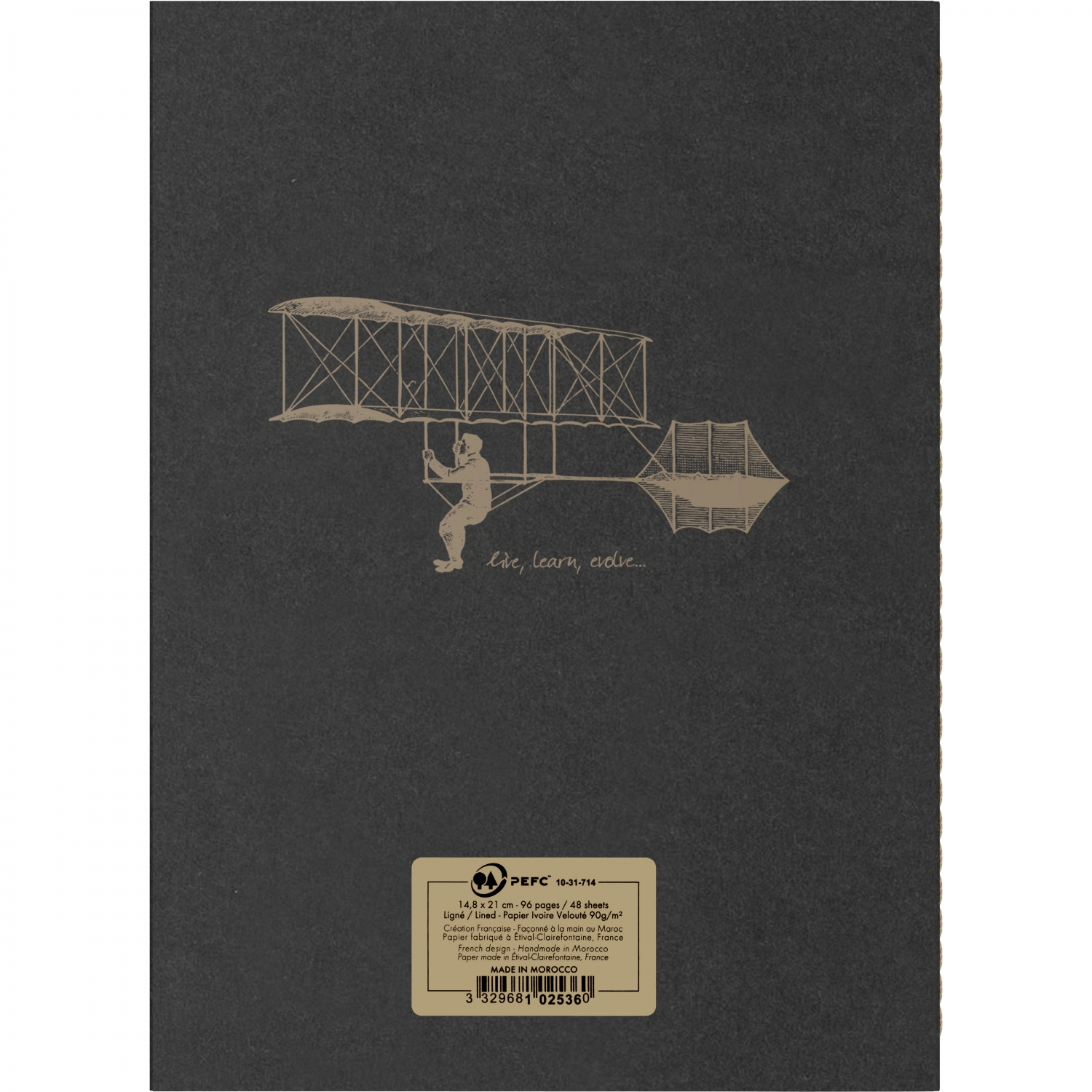 Imagine Produs Caiet A5 Clairefontaine Flying Spirit Black - Ivory Lined 8 mm - 96 pagini 90 g mp