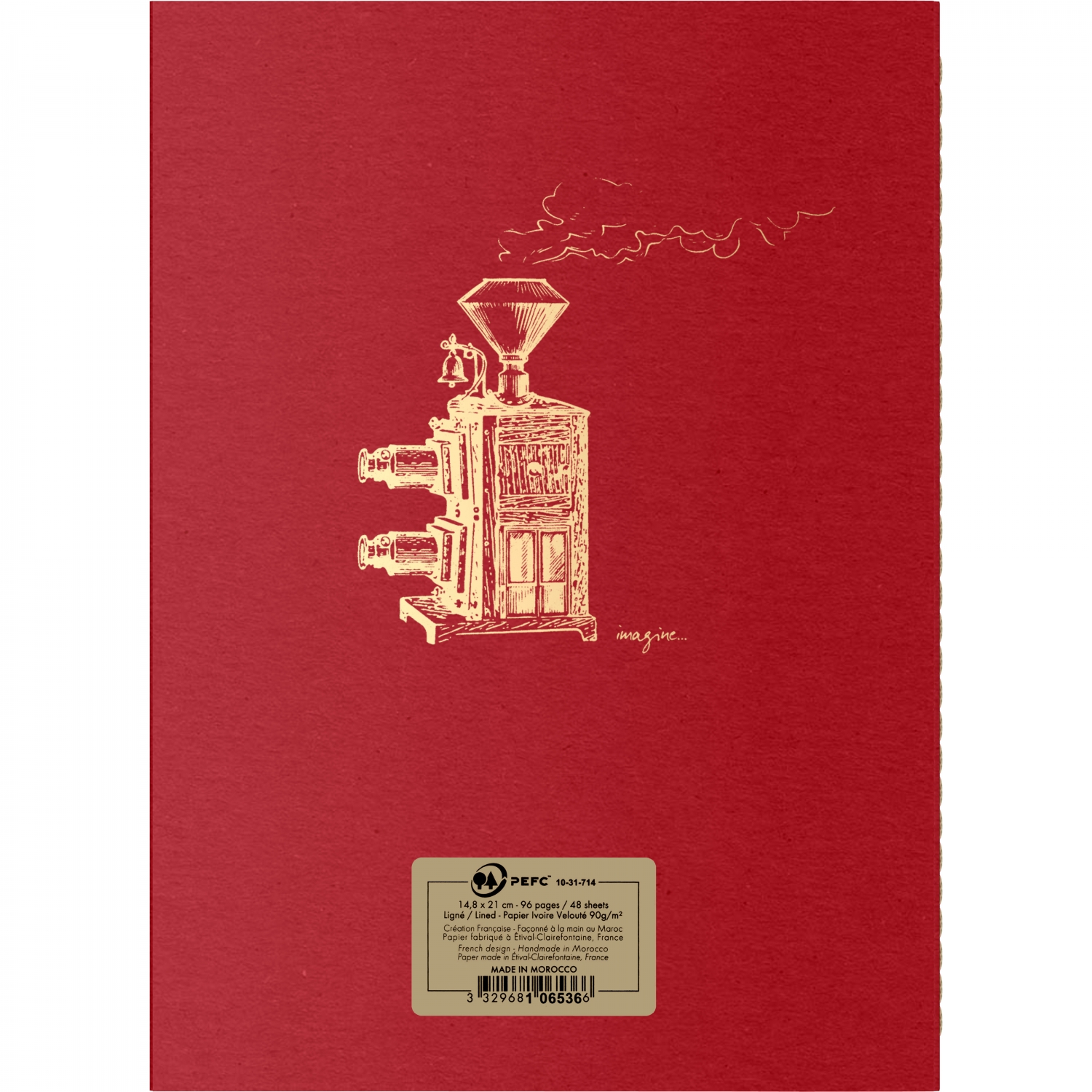 Imagine Produs Caiet A5 Clairefontaine Flying Spirit Red - Ivory Lined 8 mm - 96 pagini 90 g mp