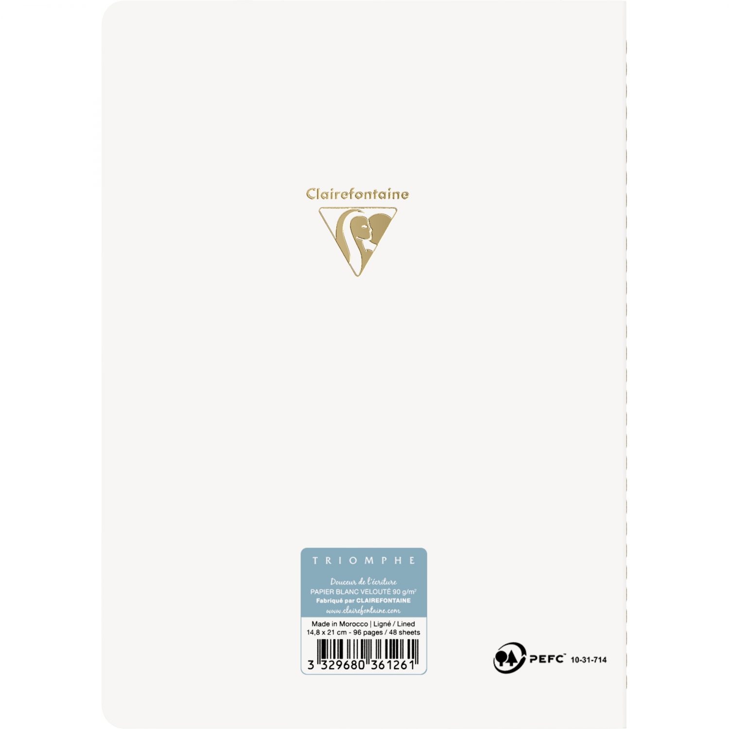 Imagine Produs Caiet A5 Clairefontaine Triomphe White Gold - White Lined 8 mm - 96 pagini 90 g mp