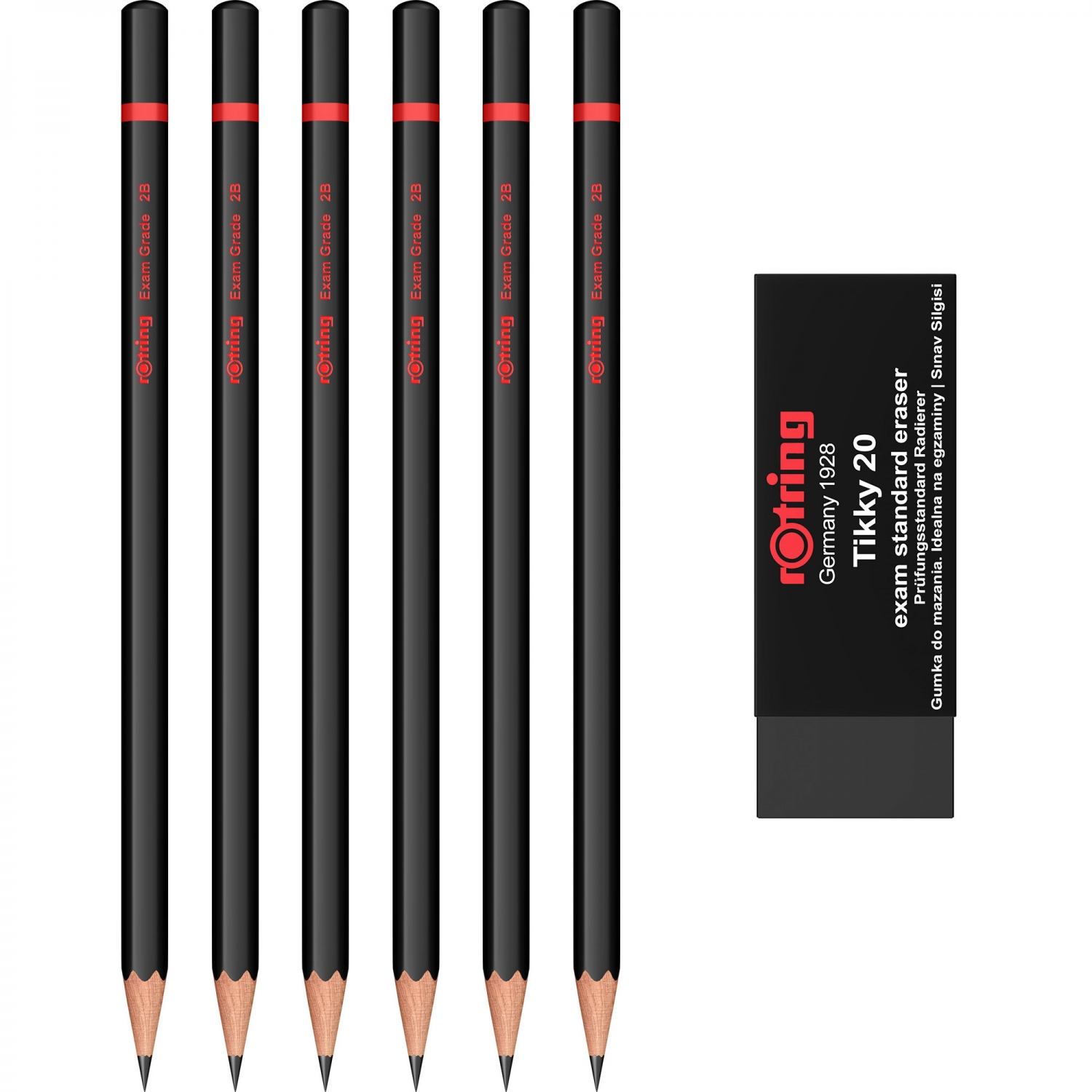 Imagine Produs Set 6 creioane 2B + Radiera Exam Tikky 20