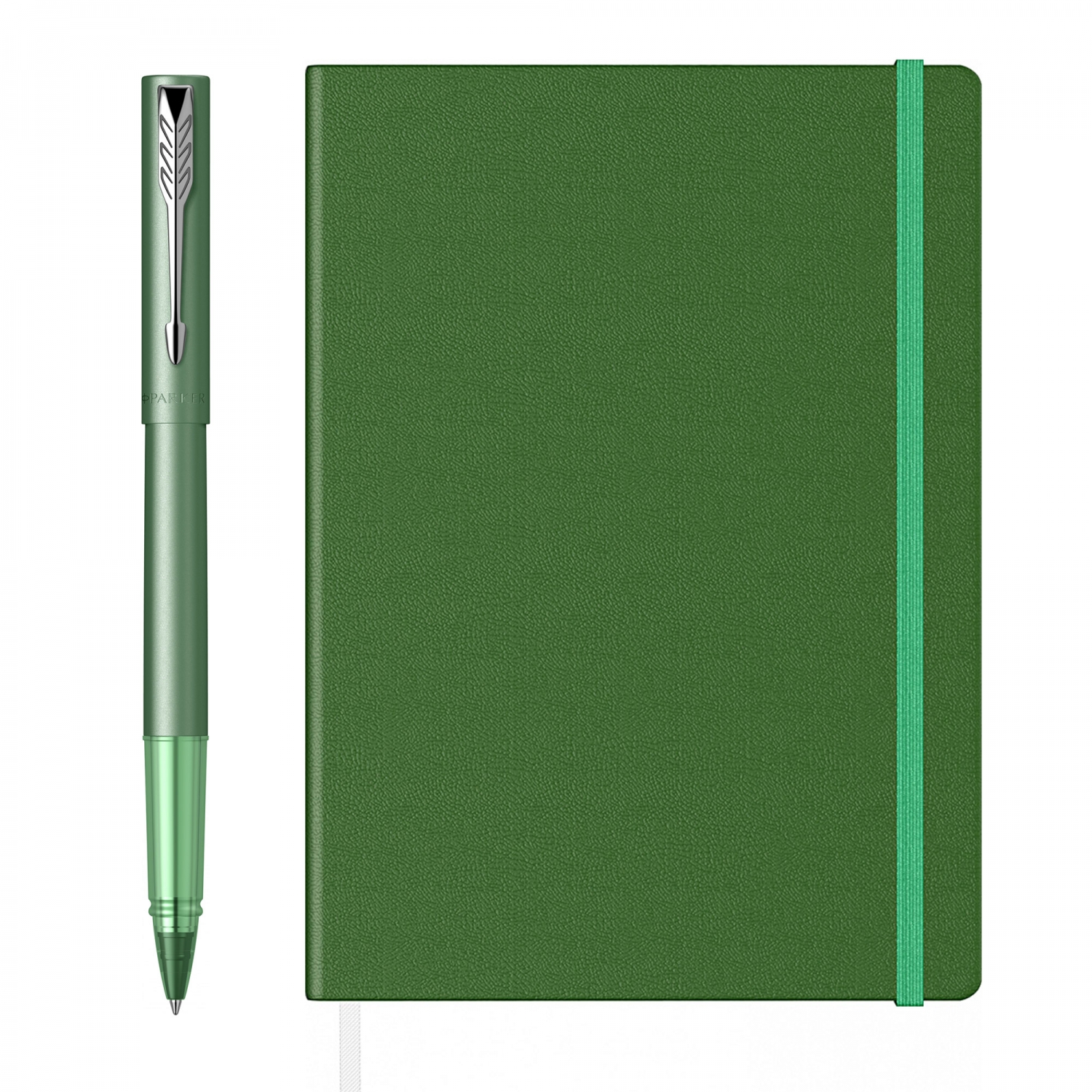 Imagine Produs Roller Parker Vector XL Royal Green CT + Caiet A5 Precision 206 Hardcover Velvet Bottle Green - Ivory Lined - 192 pagini 80 g mp